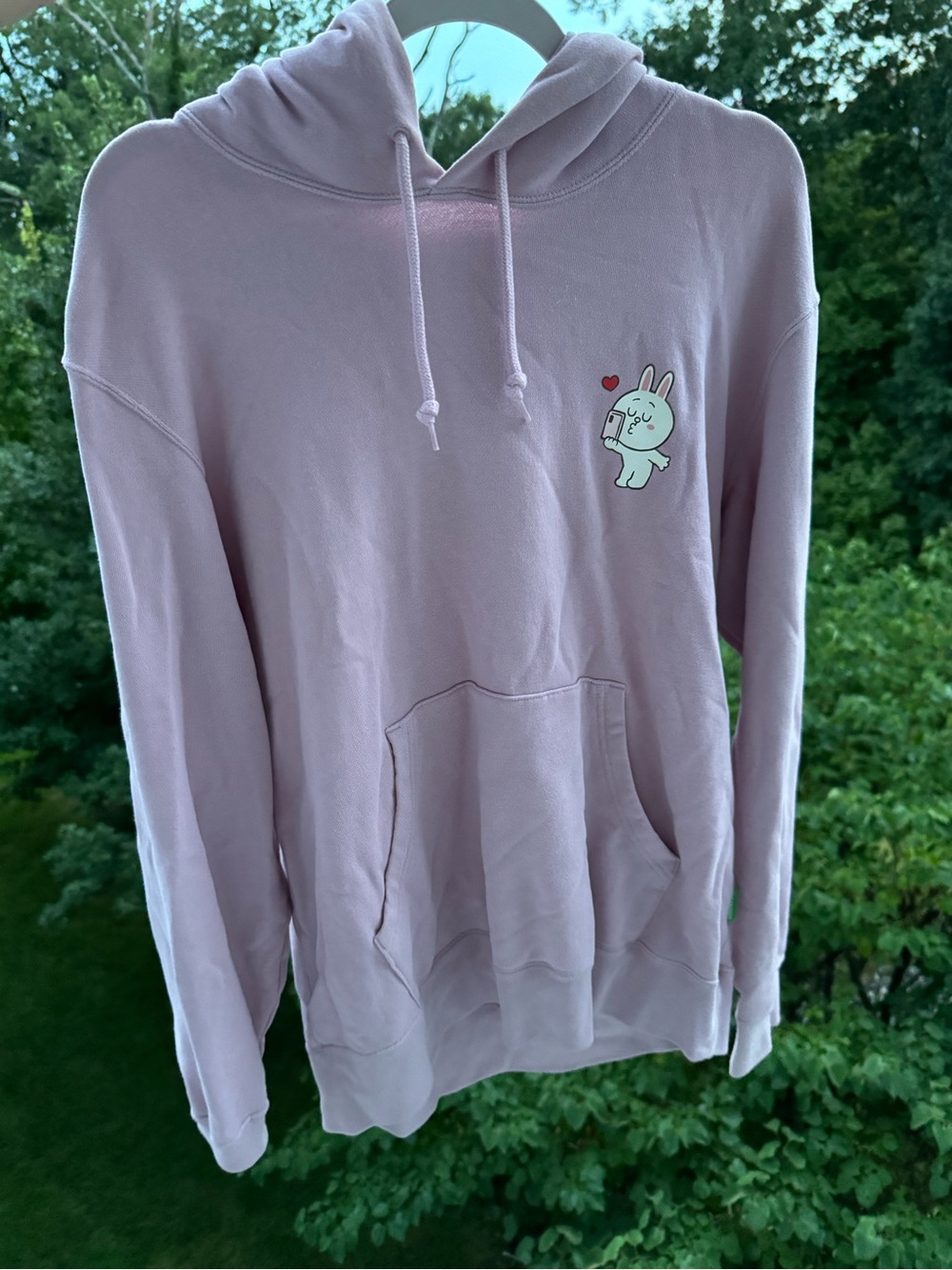Uniqlo Light Pink Hoodie with Bunny Patch. Large